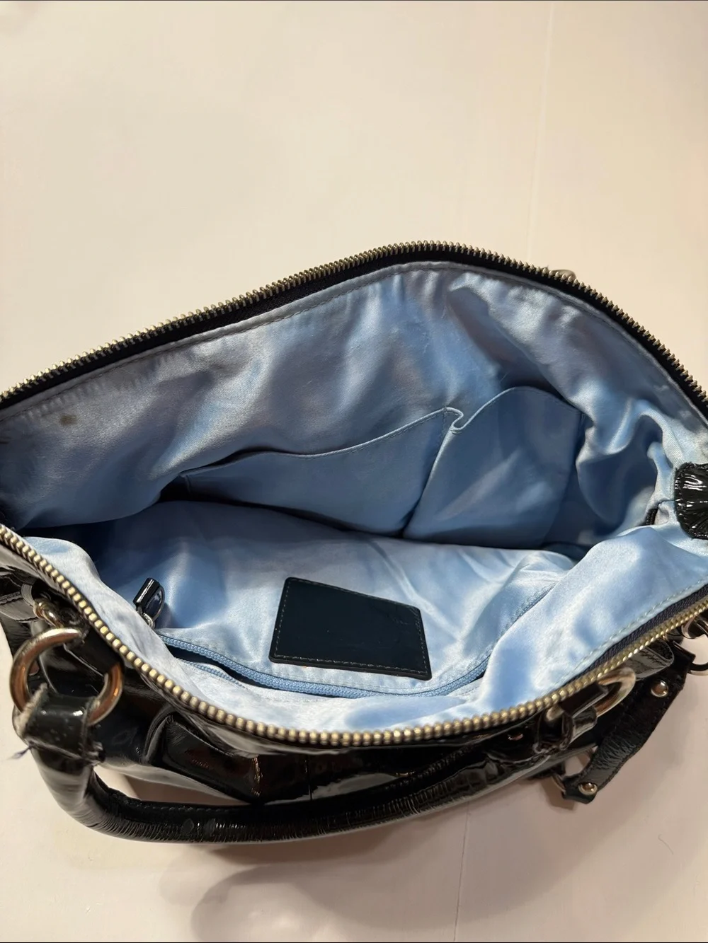 Coach Madison Black Patent Leather Sophia Satchel Bag